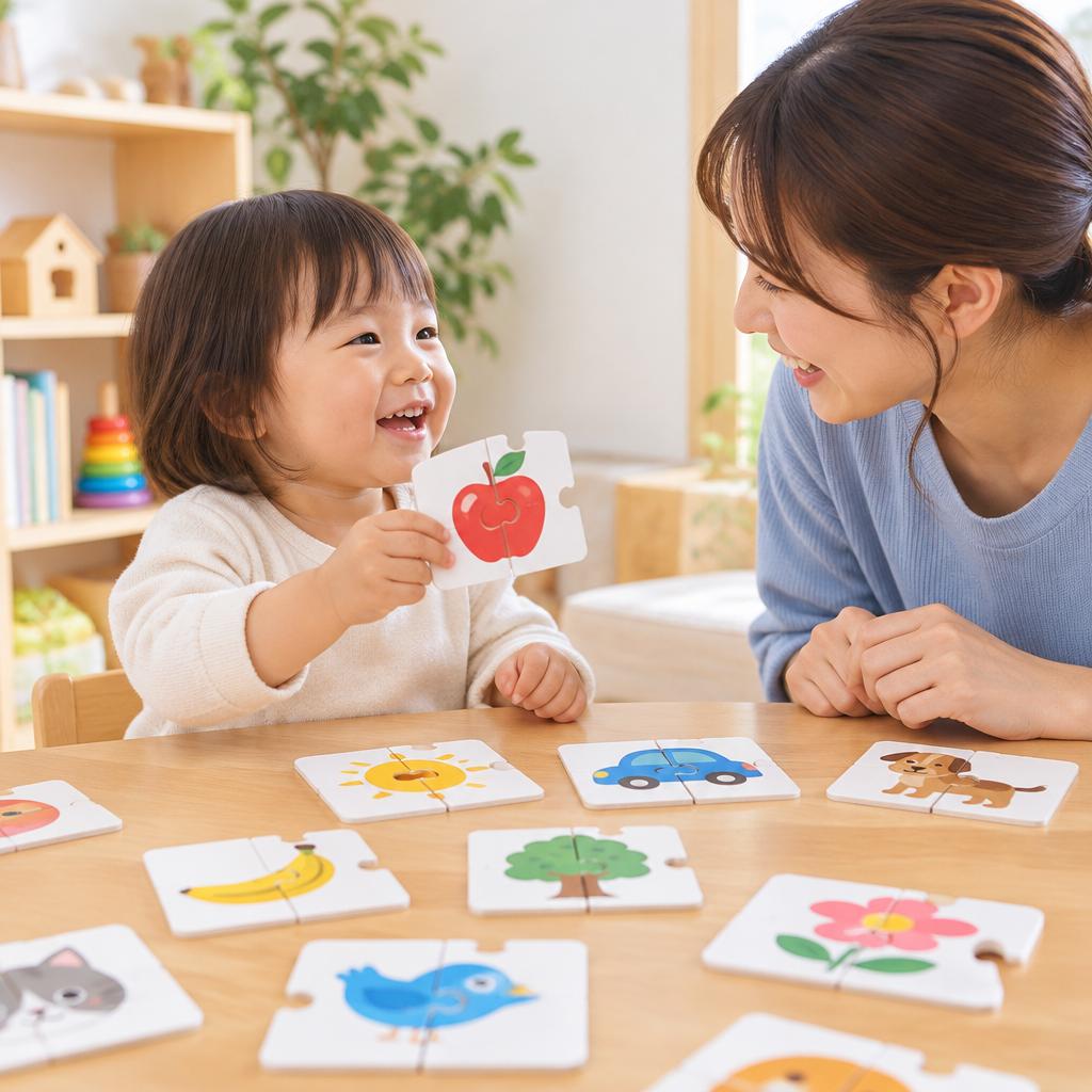 言葉が増えると、心がつながる。遊びのパズルから、伝え合う喜びと社会性を育てます。